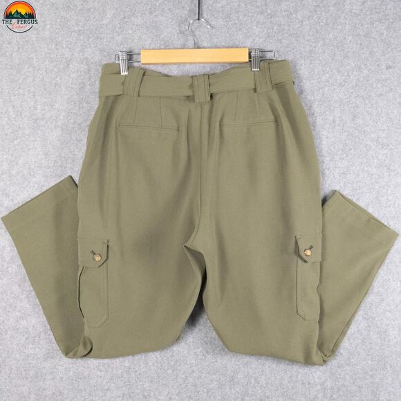 Express Ankle Pants Green Flat Front High-Rise Cargo Pockets Women's Size 12R - Picture 3 of 15